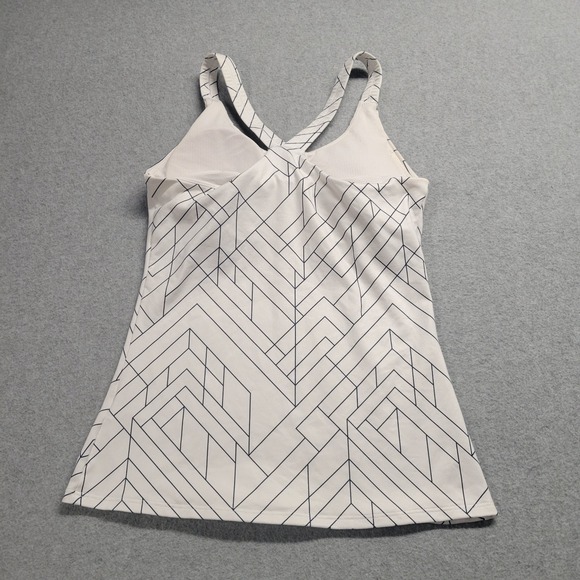 Athleta White Navy‎ Blue Angular Optimism Racerback Tank Top Women's Small Gym - Picture 8 of 8